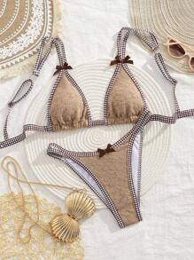 Printed Bikini Swimsuit, Special Fabric Design For Beach, Vacation And Leisure, Fashion For Young Girls