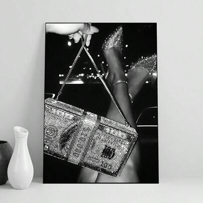 1pc Luxury Fashion Wall Art Picture Black And White Canvas Prints Paintings Chic Poster High Fashion Decor For Bedroom, Living Room, Or Office Room Decor Unframed Or Framed
