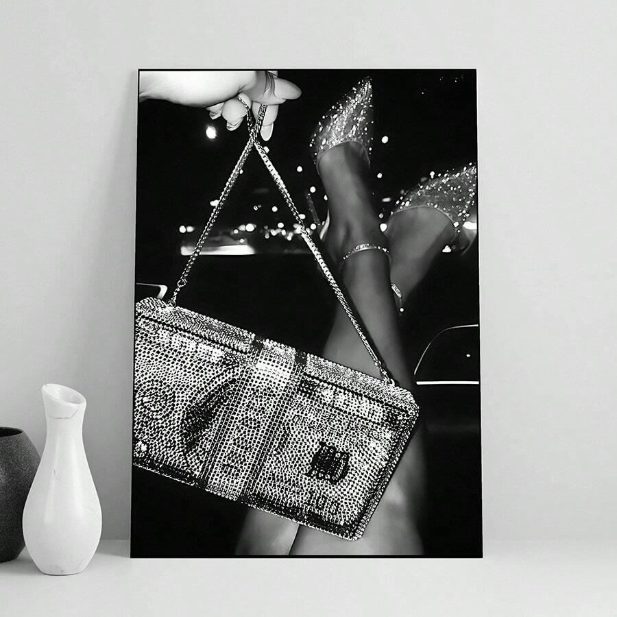 1pc Luxury & Fashionable Wall Art Canvas Print, Black & White Nautical Poster, High-End Decor For Bedroom, Living Room Or Office, Frameless Or Framed Option Available - Multicolor - View 1