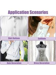 5/3/1pc Set Rhinestone Button Decoration, Removable Crystal Cuff Links Suitable For Women/Men Suit Sleeves (Buttons Included) - Multicolor - View 9