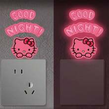 Sanrio ملصقات مضيئة في الظلام بتصميم كورومي وسينامورول وهالو كيتي مقاومة للماء، قابلة للإزالة واللصق، لديكور المنزل والهدايا والملصقات الشخصية