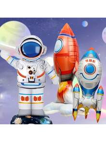 1pc Oversize Astronaut Shaped Foil Balloon, Space Theme Suitable For Birthday, Wedding, Anniversary, Memorial Party Decoration And Room Decor - Multicolor - View 2