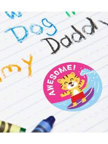 500pcs/Roll Cartoon Animal Stickers, Cute Stationery Stickers For DIY Decoration, Inspiring Reward Stickers, 1 Inch, Suitable For School, Home, Training, Gift Wrapping