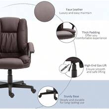 Office Chair, Computer Desk Chair, Mid Back Executive Chair With Adjustable Height And Swivel Rolling Wheels For Home Study, Brown - Brown - View 4