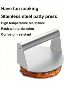 不锈钢汉堡压模，不粘汉堡肉饼制作器适合烧烤和烤架，适合压制牛肉饼、面团、奶酪和蔬菜汉堡，隔热耐高温 - 單色 - 查看 7