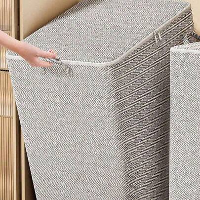 可折叠带提手衣物收纳袋，大容量，透气衣柜收纳盒，带提手和拉链，加固便携式收纳袋，可存放毯子、床上用品，节省空间的衣柜整理器，适用于卧室、家庭、宿舍，也可作为洗衣篮和干净衣物收纳篮使用。