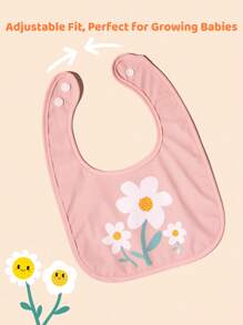 2 Packs Waterproof Baby Bibs With Daisy & Bee Print – Soft, Comfortable & Easy To Clean, Mess-Free Feeding For Infants ,Baberos Impermeables