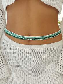 5pcs Set Boho Style Colorful Beaded Multi-Layer Belly Chain, Summer Beach Waist Bead Body Jewelry Necklace Set