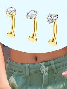 Floating Titanium Belly Button Rings Hypoallergenic G23 Titanium Internally Threaded Belly Ring 14G Belly Piercings For Women Navel Piercings Jewelry - A - View 7