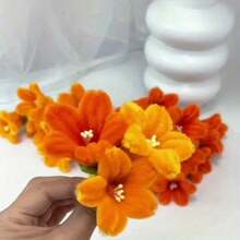 373 件金色系列雪尼尔花茎工艺套件 - 中国凌霄花 DIY 美术用品、管道清洁器花卉套件、用于花卉家居装饰的柔性电线、手工制作减压（附视频指南）