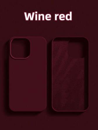 Burgundy Shockproof Anti-Fingerprint Silicone Phone Case Compatible With Apple 16/15/14/13/12 Pro Max, S23 Ultra, Redmi Note 11, OPPO Phones Waterproof Anti-Fall Scratch Resistant