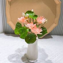3pcs Mini Lifelike Lotus Flower And Leaves, Artificial Plants For Fish Tank, Home Decor Fake Flowers And Leaves,Garden Decor,Outdoor Plant,Gardening,Fake Flowers