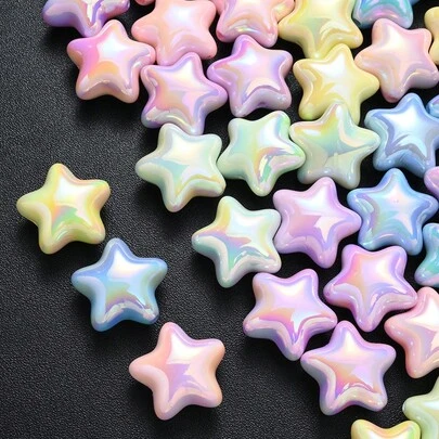 10pcs Acrylic Pentagram, Lucky Star, Starfish Beads, Women DIY Craft Accessories, Suitable For Making Bags, Phone Chains, Keychains