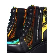Radio-HoloRise Platform Boots – Futuristic Chunky Holographic Ankle Boots - 黑色 - 查看 2