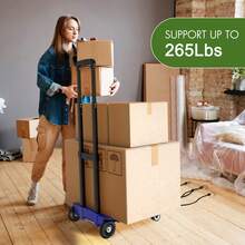 Foldable Hand Truck Dolly, 400 LB Folding Luggage Cart With Wheels, Portable Flatbed Cart Collapsible Hand Truck For Luggage, Travel, Moving, Shopping, Office Use - Blue - View 4