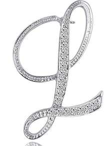 1 件 A-Z 26 个字母别针胸针镀银金属胸针别针-透明水晶首字母胸针 - 銀色 - 查看 10