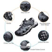 CAMEL CROWN Men's Hiking Sandals, Non-Slip Sports Water Shoes With Arch Support, Closed-Toe Outdoor Summer Camping Beach Sandals - Dark Gray - View 3