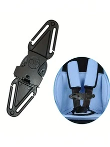 1pc Car Child Seat Belt Shoulder Strap Positioner Adjuster Baby Stroller Chest Buckle Lock - Black - View 2