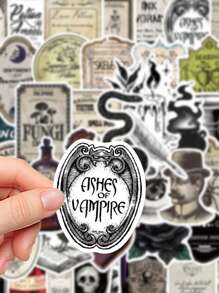 50pcs Vintage Gothic Potion Labels Magic Potion Stickers Laptop Luggage Scrapbook Room Decoration Diy Creative Stickers,School Supplies,Back To School