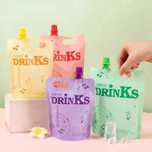 50 个带吸管的自立式自封饮料袋，可重复使用的自制珍珠奶茶/咖啡/果汁液体包装袋，适用于派对、节日、旅行、聚会