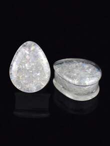 1 Cặp 8-30mm hình giọt nước Acrylic lấp lánh kim tuyến đo tai dùng xỏ khuyên cơ thể - sequin - Xem 19