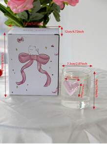 1pc Pink Bow Glass Cup, Nordic Minimalist Vintage Household Water Cup, Matcha Dessert Cup, Suitable For Middle Eastern Red Tea, Arabic Coffee, Large Capacity American Coffee Cup, Gift Water Cup For Girls, Cafe Water Cup