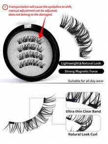 1 Pair CC Curl Reusable Magnetic Eyelashes With Applicator, Magnetic Eyelashes Natural Look Magnetic Lashes Kit With Magnetic Lash Applicator Wispy Cat Eye Lashes Reusable Magnetic Eyelashes Kit No Glue Or Eyeliner,Suitable For Women's Daily Dating, Simple And Convenient Operation, Suitable For Dating Parties And Other Occasions, False Eyelashes, Natural Enlarged Double Eyelashes, Waterproof And Sweat-Proof False Eyelashes - 黑色 - 查看 10