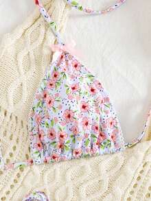 2pcs/Set Women Sexy Ditsy Floral Ruffled Bikini Swimsuit Set - Multicolor - View 5