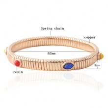 Bohemian Metal Spring Chain Copper Bracelet For Women, Fashion Jewelry Gift For Vacation