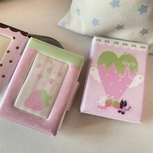 Süßes Erdbeeren-Notensymbol 3 Zoll Fotoalbum mit PP-Hülle, beidseitige Innenseiten, Sammelalbum