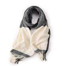 2025 New 250g Women Plaid Scarf Warm Thick Pashmina Shawl Scarf Checkered Fringed Scarf Gift - 黑色 - 查看 2