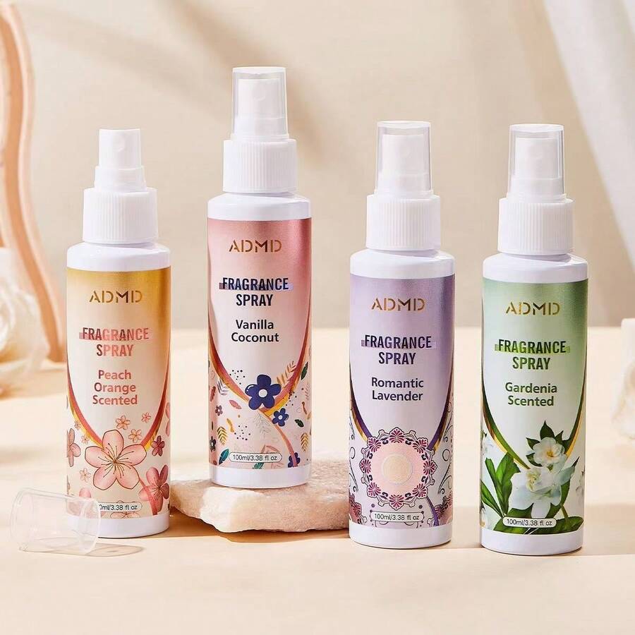 1pc 100ml Coconut Vanilla Fragrance Spray Air Freshener,Four Fragrance Types, Floral Long Lasting Fragrance ,For Wardrobe, Living Room, Car, Bathroom, Hotel, Deodorizing Fresh Air,Gardenia Scented,Peach Orange Scented,Romantic Lavender, Portable - Multi-fragrance - View 1