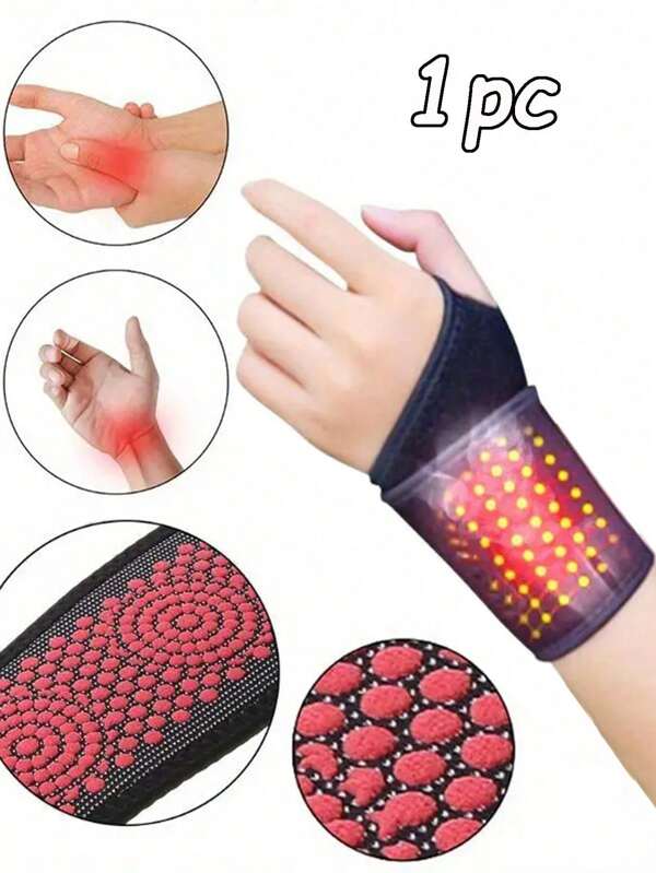 Compression Heating Wristband, Heated Magnetic Wrist Brace, 1pc Magnetic Relax Wrist Support Bracers - Compression Warm, Compression Heated Wristband For Relax, Wristband For Relax, Hand Accessory, Wrist Protectors Gym Gym Wristbands Accessories