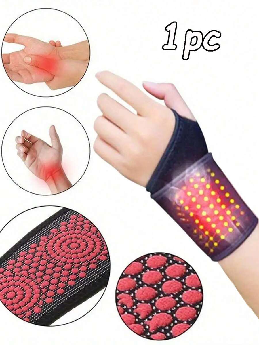 压缩加热腕带、加热磁性腕托、1 件磁性放松腕托护腕 - 压缩加热、放松压缩加热腕带、放松腕带、手部配件、腕部保护器健身房腕带配件 - 黑色 - 查看 1