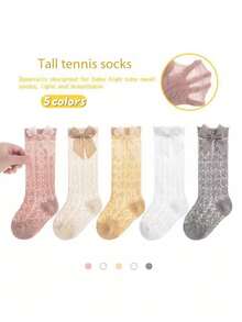 2025 New Class A Summer Thin Mesh Mid-Calf Infant Socks With Bow, For Newborns