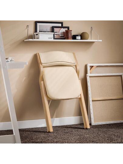 SoBuy Folding Wooden Stoel Upholstery Ergonomic Kitchen Dining Room Chair, Foldable Space Saving, Fully Assembled, Ideal Kitchen, Balcony Office, Grijs FST40 HG view 3