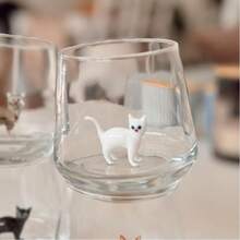 Handmade Glass Mug With Cat Statue, Glass Drinkware, Glass Cup And Water Glass, Glass Mug, Gift, Pet, Glass Cup - Multicolor - View 4