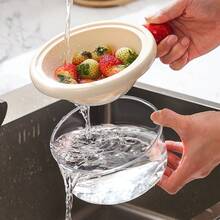 1 件双层沥水篮，可爱迷你厨房水果蔬菜清洗篮，优雅小零食托盘，适用于客厅 - 彩色 - 查看 8
