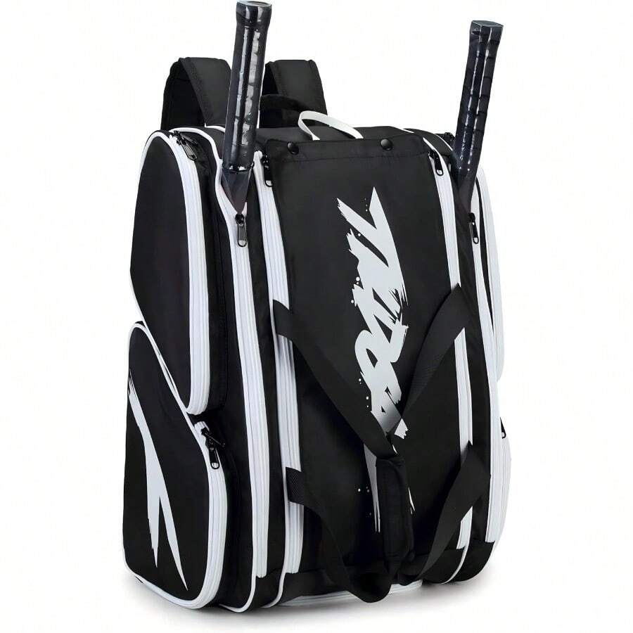 TILDOSAC Tennis Bag Padel Racket Bag Tennis Backpack For Padel Tennis Pickleball Paddles Large Padel Racket Protector Backpack Large Sport Pickleball Bag With Fence Hook Shoe Compartment - Black-white1 - View 1