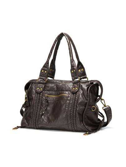 Retro Casual Cool Street Unisex Style Soft Brush Off Washed PU Vegan Leather Zipper Closure Zip Pockets Braid Decor Large Capacity Fits 13' Laptop Tote Adjustable Long Strap Cross Body Shoulder Bag Women Daily College Commute Travel Versatile, New Arrival Tote Bags For Woman