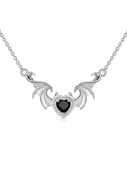 1pc Fashionable Creative Punk 925 Sterling Silver Bat Pendant Necklace, Suitable For Women, Halloween & Holiday Party Gift