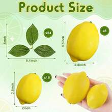 48 Pack Fake Lemons Artificial Fruits With Leaves, 3.5" And 2.8" 2 Size Faux Yellow Lemons Decor Realistic Fruits For Bowls Decor Table Centerpieces Kitchen Summer Decorations,Fake Plants - Multicolor - View 3