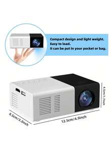 LIPETY Portable Mini Projector With Built-In Speakers, 30,000 Hours LED Lifespan, Compact Design For Home Theater, Movie Nights, And Outdoor Use, Compatible With AV/SD/USB Video, EU Plug, Mini Projector For Phone