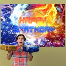 Banner temático de fiesta de cine Hedgehog Cumpleaños Banner azul Hedgehog Feliz cumpleaños Telón de fondo Decoraciones de cumpleaños de Hedgehog Fondo para fotografía Decoración de fiesta de cumpleaños infantil