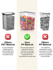 30pcs Large Airtight Food Storage Container Set With Lid, Effective Leak Proof & Keeps Food Dry, RV Kitchen, Refrigerator & Pantry Storage Set For Cereal, Spaghetti, Flour & Sugar,  Without Battery - Black and White - View 7