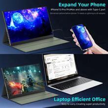 14-Inch Touchscreen Monitors 1920*1200p 60Hz Display Ratio 16:10 Built-In Speaker, 100% SRGB Brightness 400 ,Contrast Ratio 1200:1 Ultra Slim White External Portable Monitor , Second Screen Console For Cell Phones /Laptops/Desktops/5 /Switch Gaming Game