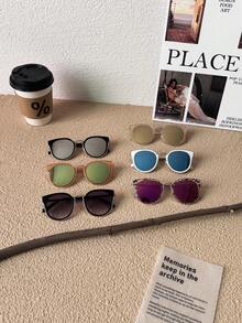 1pc Super Lightweight Children's Glasses, Comfortable Wear For Boys Girls, Fashionable For Photography, Party, Cycling, Travel, Sports, Unique Polygon Frame, Metal Glasses - Multicolor - View 2