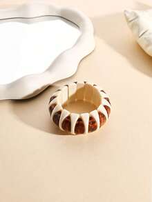 1 件时尚宽黑白弹性树脂手链，复古袖口珠宝礼物，适合女性、女孩 - 适合日常、派对、旅行佩戴