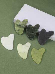 1pc Jade Gua Sha Massage Tool - Traditional Anti-Aging Gua Sha Tool - Natural Stone Gua Sha - Achieve Smooth, Supple Skin - Multicolor - View 2