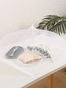 2pcs Foldable White Food Cover Dome, Food Mesh Tent Protector, Reusable Anti-Fly Dustproof Meal Dish Lid For Home Kitchen Outdoor Picnic BBQ Gathering